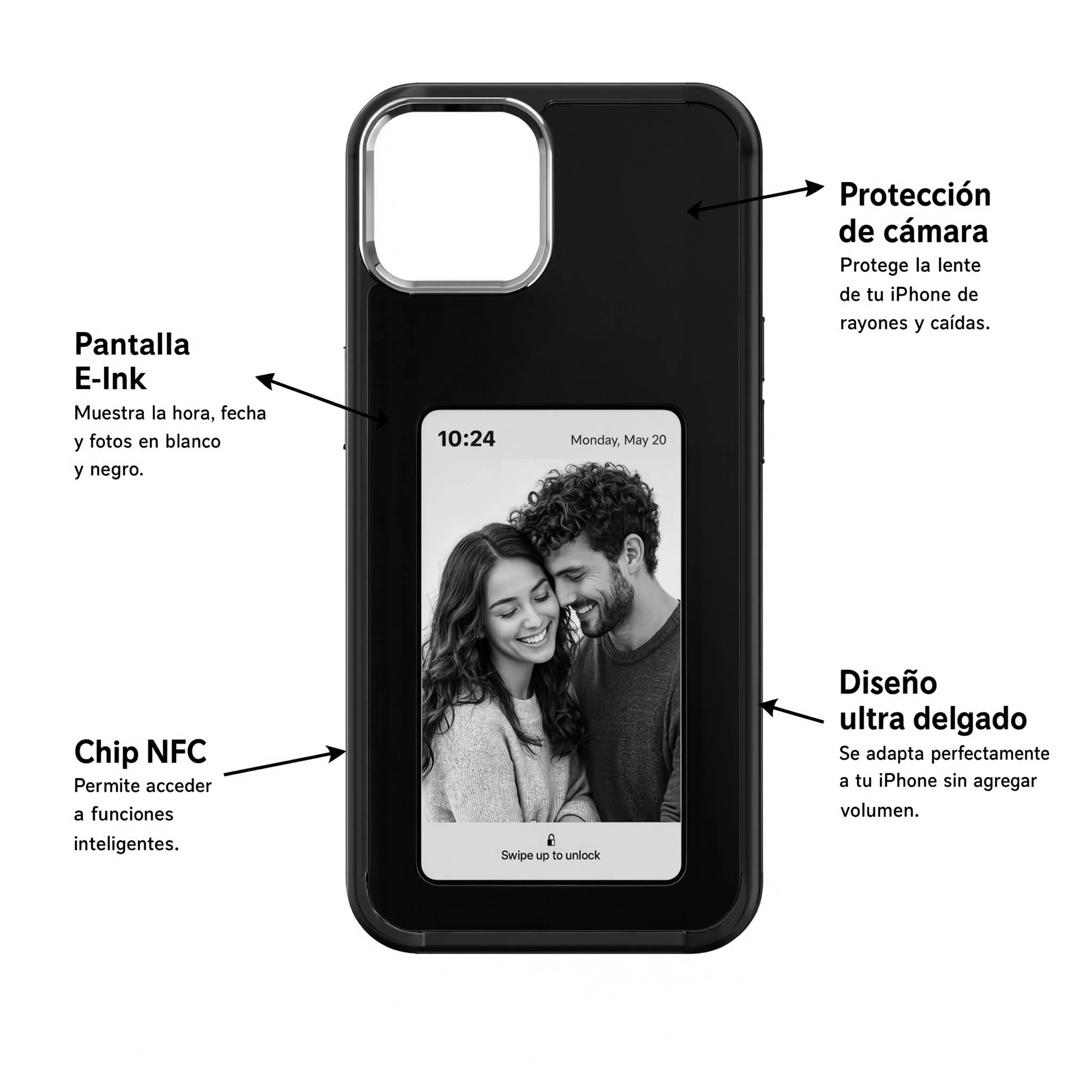 Funda NFC con Pantalla E-Ink Personalizable para iPhone