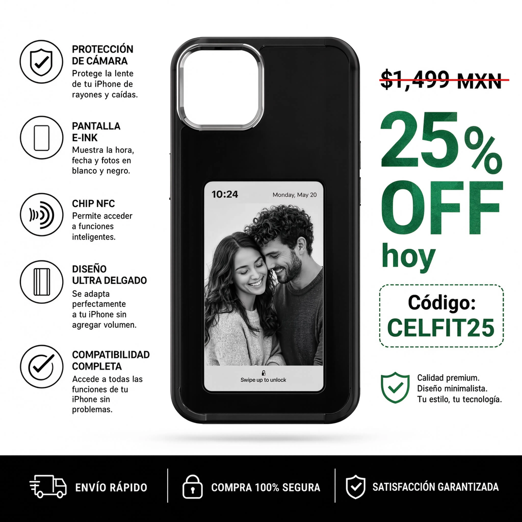 Funda NFC con Pantalla E-Ink Personalizable para iPhone